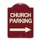 Signmission Church Parking With Right Arrow Heavy-Gauge Aluminum Architectural Sign, 24" x 18", BU-1824-24271 A-DES-BU-1824-24271 - alternate 1